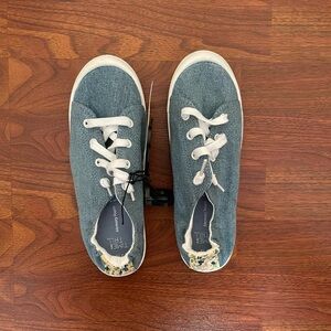 Blue Denim Sneakers with White Laces